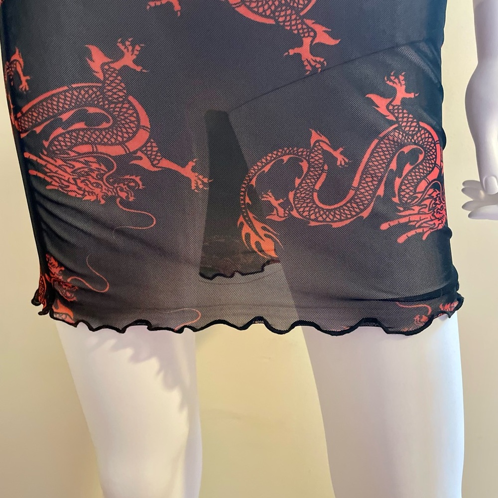 FashionNova “Baddest Behavior” Mesh Mini Dress Short Sleeve Black/Red Medium - Picture 9 of 10